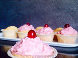 Vegan lemon muffins with coconut cranberry cream ~ pink for october series