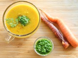 Carrot and Leek soup with Carrot top pesto