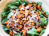 Spinach salad with roasted chickpeas