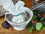 Fresh fig with labneh, pistachios and pomegranate molasses
