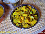 Vazhaikai manjapodi curry/raw banana turmeric curry