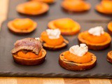 Canapé met lamsfilet en zoete aardappel