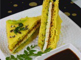 Sandwich Dhokla Recipe/ Paneer Sandwich Dhokla