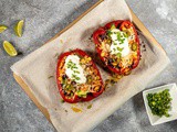 Mexican stuffed peppers with rice and beans