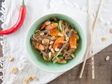 Pan-fried vegetables with rice noodles