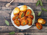 Savory madeleines with goat cheese, honey and sage