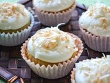 I'm Back!!!! with Chocolate Ganche filled Banana Cupcakes with Coconut Cream Cheese Frosting
