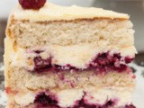 Hazelnut sponge cake with raspberries and fresh cream