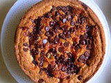 Almond cake with jam and chocolate