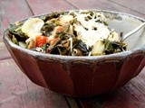 Collards with artichoke hearts, olives and capers