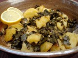 Collards with spicy soft potatoes