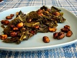 Collards with sweet, spicy, salty peanuts