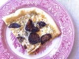 Pizza with olive-pistachio tapenade and breaded mushrooms and eggplant