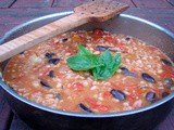 White bean, roasted red pepper, tomato risotto