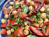 Chickpea Salad with sumac onions, peppers, spinach and tomatoes