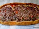 Kiymali Pide; Turkish Flat bread with ground meat and vegetables