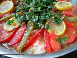 Steamed Sea bass with Vegetables; Sebzeli Levrek Bugulama