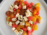 Watermelon and Cherry Tomatoes Salad with Feta Cheese