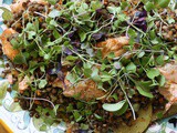 Grilled Potato, Salmon, and Lentil Salad with Mustard Cream Sauce