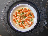 Roasted baby carrots with yogurt dip
