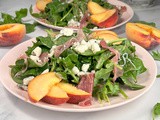 Arugula and Spinach Salad with Blue Cheese and Peach Vinaigrette