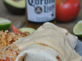 Baked Chicken Burritos with Cheesy Green Chile Cream Sauce + Weekly Menu