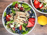 Berry Blue Cheese Salad with Chicken and Blueberry Balsamic Dressing