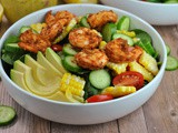 Blackened Shrimp and Avocado Salad with Citrus-Herb Dressing + Weekly Menu
