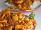 Easy Chana Aloo Curry with Shrimp + Weekly Menu