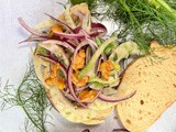 Fennel, Apple, and Red Onion Salad with Crispy Tempeh and Walnut Cream