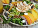Peach and Blueberry Summer Salad with Mozzarella and Chicken + Weekly Menu