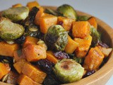 Roasted Brussels Sprouts Salad with Maple Butternut Squash, Pepitas, and Cranberries