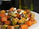 Roasted Sweet Potatoes, Brussels Sprouts, and Chicken Sausage