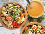 Roasted Veggie Glow Bowls with Tahini Curry Sauce