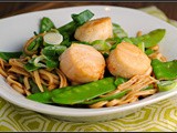 Soy Citrus Scallops with Udon Noodles and Snow Peas