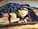 Sweet Corn Pancakes with Blueberry Balsamic Sauce