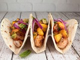 Tajin Shrimp Tacos with Peach Salsa