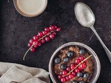 Chocolate & peanut butter oatmeal with berries