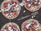 Wholewheat pita halves with feta, figs & red onion