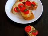 Crostini with Cherry Tomatoes and Mozzarella