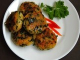 Drumstick Leaves and Potato Cutlet/Aloo Tikkis with Drumstick Leaves