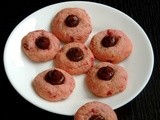 Eggless Strawberry Chocolate Thumbprint Cookies