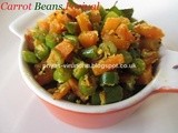 Carrot Beans Poriyal/Carrot Beans Stir Fry [With Coconut]