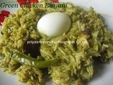 Green Chicken Biryani - Chicken Biryani with Mint,Cilantro & Green Chillies