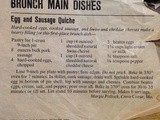 Bhg Egg & Sausage Quiche Recipe, 1976