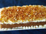 Carrot-pineapple cake with fresh cream frosting and praline topping