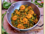 Chingri Mach diye Lau Shak-er Charchari ( Bottle Gourd Greens with Pawns ~ a Bengali Delicacy)