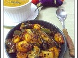 Combo meal : Spicy Masoor dal(red lentil) and Dry Potato-Brinjal Curry