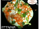Happy 65th Independence day, celebrating with Tri-color Uttapam/Utthapam