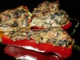 Artichoke, Spinach and Cheese Stuffed Peppers